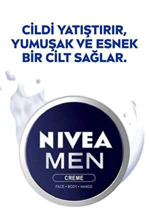 Nivea MEN Erkek Creme 30ml, Yoğun Nemlendirici, Yağlı ve Yapışkan His Bırakmaz, Hızlı Emilir, El Vücut Yüz