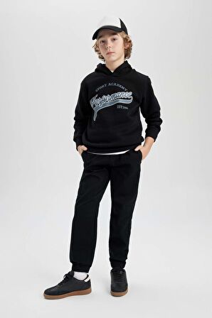 DeFacto Erkek Çocuk Beli Bağcıklı Cepli Lastikli Paça Jogger Basic Düz Pantolon B6713A824SMBK81