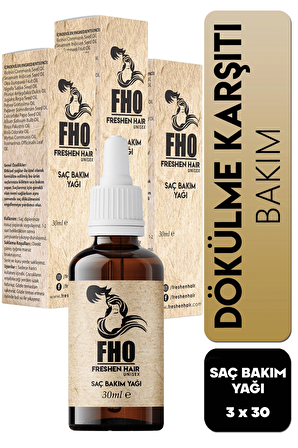 FHO Freshen Hair Dökülen Yavaş Uzayan Saçlara Özel Bitkisel Saç Bakım Serumu 3 x 30 ml