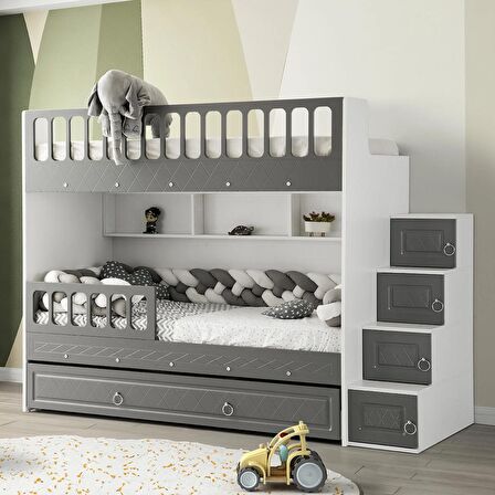 Zümrüt Yavrulu Ranza Antrasit & Beyaz Çelik Destekli MDF Membran Kaplama  %100 MDF