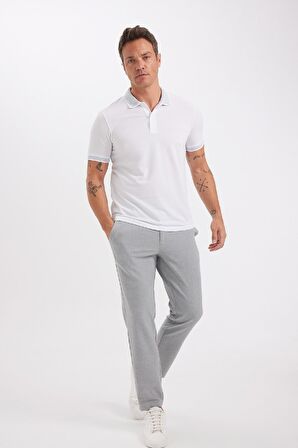 Slim Fit Kıvrılmaz Polo Yaka Kol Bantlı Pamuklu Tişört
