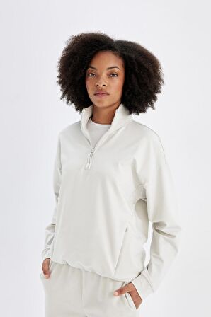 DeFactoFit Loose Fit Dik Yaka Fermuarlı Sporcu Sweatshirt C9406AX24AUGR493