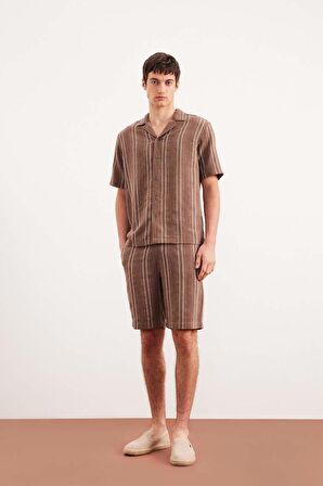 Regular Fit Jakarlı Bermuda