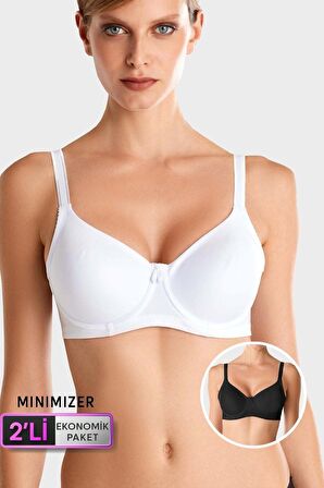 2'li Ekonomik Paket Siyah-beyaz 7001 Balenli Minimizer Toparlayici Sütyen Set(dd Cup Seçenekli)