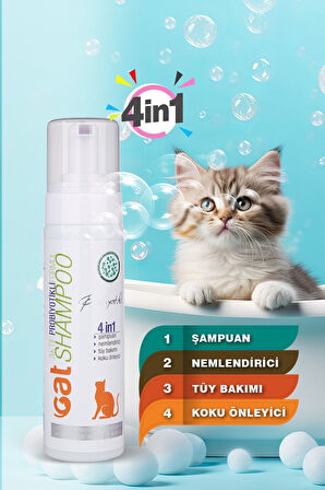 Vetorin 4 In 1 Kedi Şampuanı, Koku Önleyici, Nemlendirici, Doğal Tüy Bakımı, Pet Koku Giderici