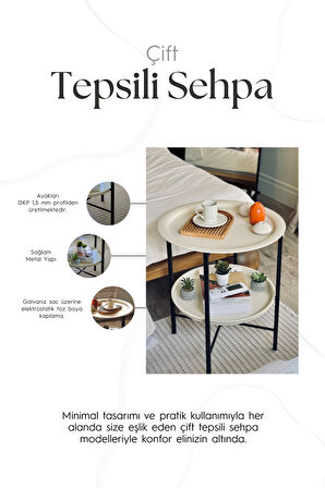 Katlanır Çift Tepsili Sehpa