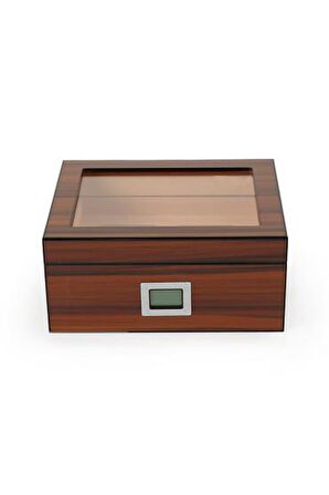 Falconetti Kahverengi iki Katlı Camlı Dijital Humidor Puro Kutusu rd05x