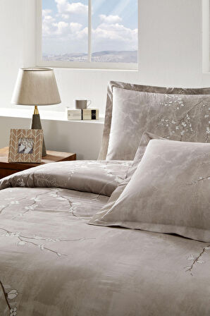 Özdilek White Sakura Battal Boy Lastikli Fitted Çarşaf Nevresim Takımı
