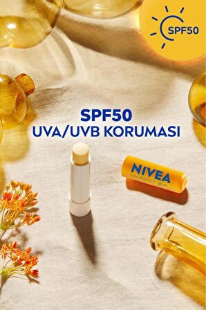 Nivea SUN Yüksek Güneş Korumalı Dudak Bakım Kremi 4.8gr, SPF50, 24 Saat Nemlendirici, E ve C Vitamini