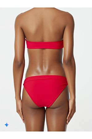 Kırmızı Bir Taraf Kalın İp Bağcıklı Bikini Altı