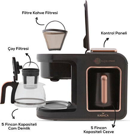 Karaca Hatır Plus Mod 5 In 1 Konuşan Kahve Ve Çay Makinesi Black Copper