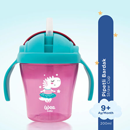 Wee Baby Pipetli Bardak 200 ml - PEMBE