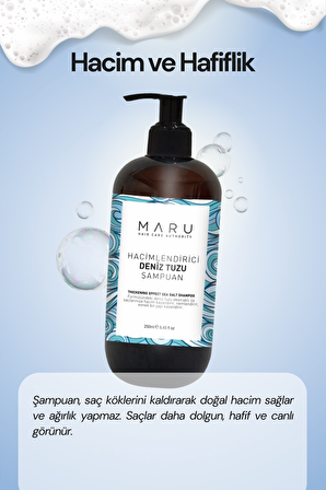 Maru Hacim Ve Dolgunluk Veren Deniz Tuzu Şampuanı 250 ml 8684091008118