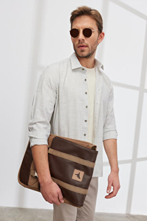 Erkek Haki Slim Fit Dar Kesim Klasik Yaka %100 Pamuk Çizgili Gömlek