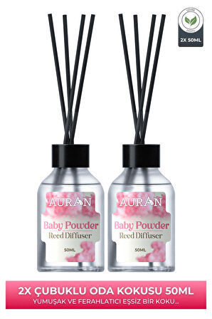 2’li Bebek Pudrası Çubuklu Oda Kokusu Esansiyel Uçucu Yağ Baby Powder 2x 50ml