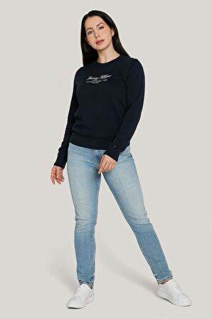 Kadın Yazı Logolu Kazak - Lacivert | XS