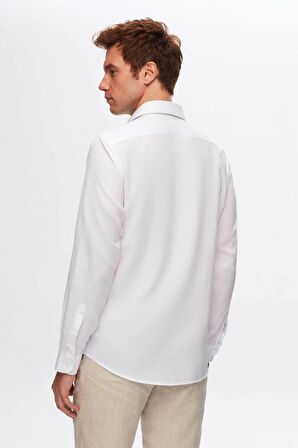 Ds Damat Slim Fit Beyaz İtalyan Yaka Armürlü Gömlek 2HF02ORT3185 2HF02ORT3185