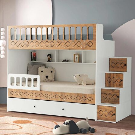 Trio Yavrulu Ranza Çam&Beyaz Çelik Destekli %100 MDF