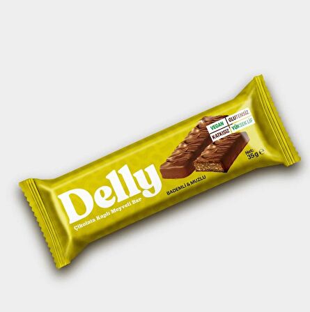 DELLY Çikolata Kaplı - Bademli & Muzlu Bar 35g X 12 Adet