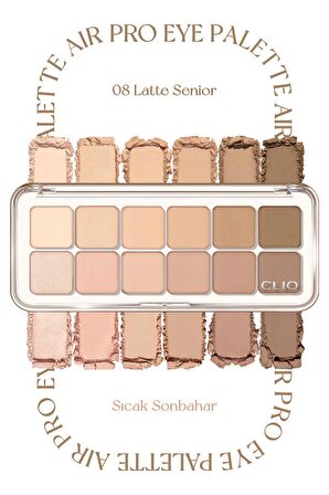 Hafif Dokulu Yoğun Renklere Sahip Göz Farı Paleti Clio Pro Eye Palette Air (08 Latte Senior)