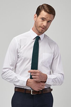 Erkek Beyaz Regular Fit Geniş Kesim Gömlek