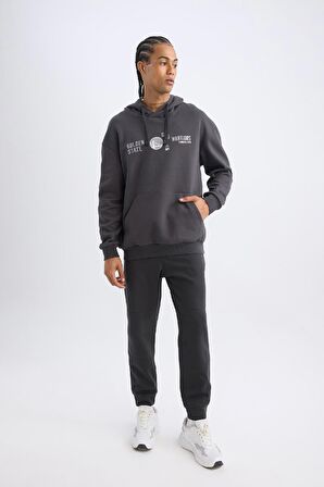 DeFactoFit NBA Golden State Warriors Boxy Fit Kapüşonlu Baskılı Kalın Sweatshirt D0674AX24AUAR231