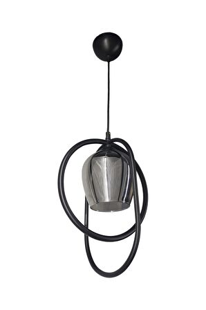Olimpiyat Siyah Tekli Füme Camlı Avize | Kaliteli Modern Metal Avize