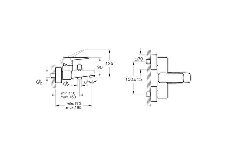 Artema Root Square A4273734 Banyo Bataryası, Fırçalı Nikel