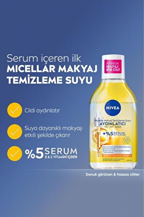 Nivea Aydınlatıcı Micellar Makyaj Temizleme Suyu 400ml, Serum İçerikli, Donuk ve Hassas Cilt Tipleri