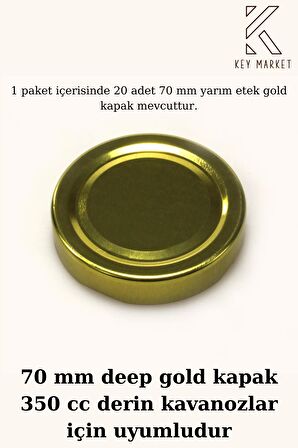  Twıst-Of20 Adet 70 mm Yarım Etek Gold Cam Kavanoz Kapağı (20li)