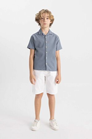 DeFacto Erkek Çocuk Oversize Geniş Kalıp Polo Yaka Gofre Dokulu Kısa Kollu Gömlek C5234A824HSGR171