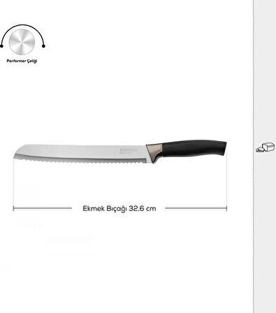 Karaca Helios Ekmek Bıçağı Black 32 cm