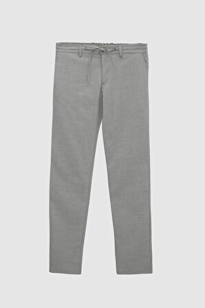 Ds Damat Slim Fit Gri Beli Lastikli Bağcıklı Fermuarlı Likralı Rahat Jogger Pantolon 2HC03ORTJGR01 2HC03ORTJGR01