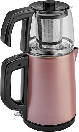 Karaca Tea Glass 2 In 1 Çelik Çay Makinesi Ve Kettle Rosegold