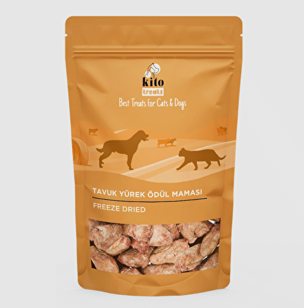 Kito Freeze Dried Tavuk Yürek Ödül Maması Köpekler İçin 