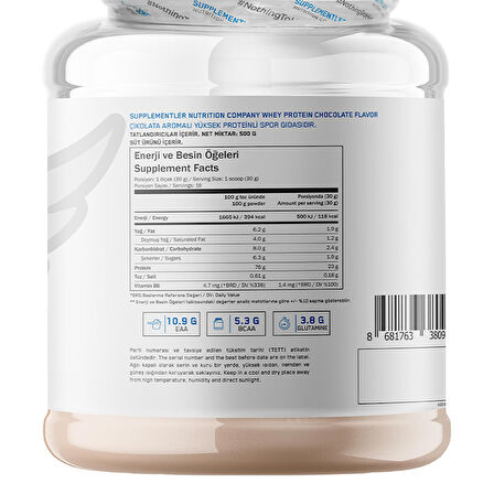 Supplementler.com Whey Protein 500 Gr - ÇİKOLATA