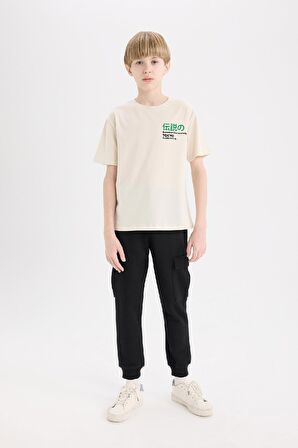 DeFacto Erkek Çocuk Bisiklet Yaka Sırt Baskılı Kısa Kollu Tişört E0100A825SMBG772