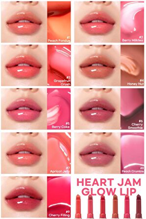 Yoğun Nemlendirici, Parlak Bitişli Balm Peripera Heart Jam Glow Lip (1 Peach Fondue)