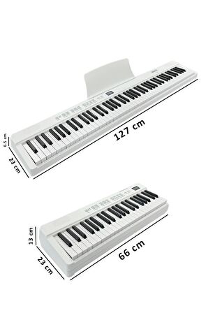 Midex PLX-80WH Taşınabilir Katlanır Dijital Piyano Tuş Hassasiyetli 88 Tuş BT (Sustain Çanta Metod)