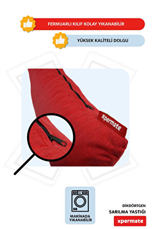 XPERMATE Sarılma Yastığı , Uyku Yastığı , Bacak Arası Yastığı Dikdörtgen 150x25 cm KoyuKırmızı