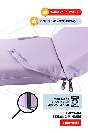 XPERMATE Fermuarlı Şezlong Minderi Su Geçirmez Kumaş Katlanır Şezlong Minderi Katlanabilir Plaj Minderi 60x180x5 Lila
