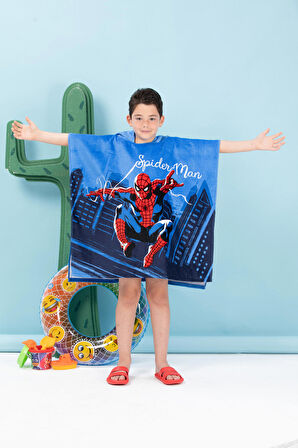 Özdilek Spiderman Night Disney Lisanslı Kadife Çocuk Panço 4/9 Yaş