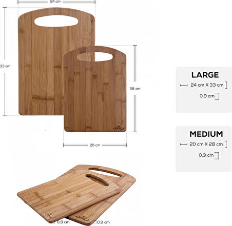 Karaca Stark 2'li Bambu Kesme Tahtası 28/33 Cm