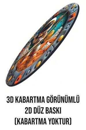 Çocuk Odası Uzay Renkli Baskı Desenli Sayılı Hediyelik Ahşap Sessiz Duvar Saati 50cm
