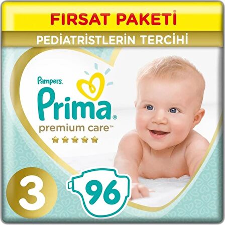 Prima Bebek Bezi Premium Care 3 Beden 96'lı Junior Fırsat Paket