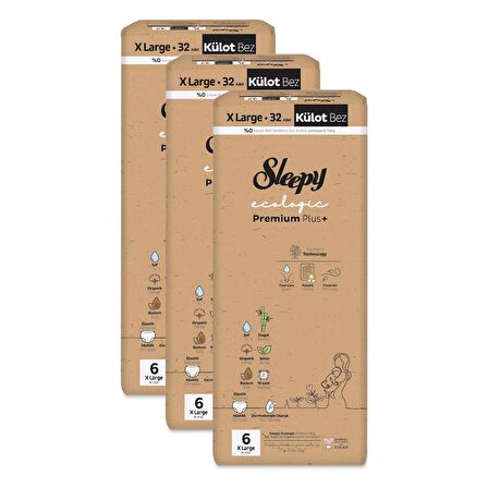 Sleepy Ecologic Premium Plus Avantajlı Paket Külot Bez 6 Numara Xlarge 96 Adet