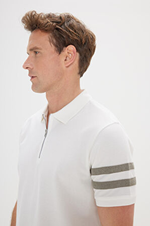 Slim Fit Dar Kesim %100 Pamuk Polo Yaka Tişört