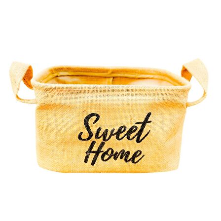 Sweet Home Jüt Hasır Ev Düzenleyici Mutfak Banyo Salon Sepeti Katlanır Sıvı Korumalı Orta