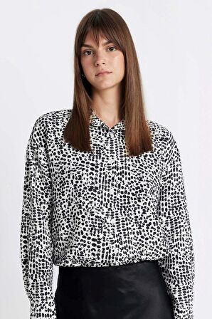 DeFacto Relax Fit Desenli Uzun Kollu Gömlek Tunik D1435AX24HSER105