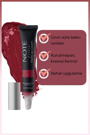 Mineral Matte Lip Cream Yarı Mat Bitişli Likit Ruj 05 Plum Wine - Kırmızı